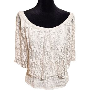 HeartSoul Women's Lace Blouse - Cream